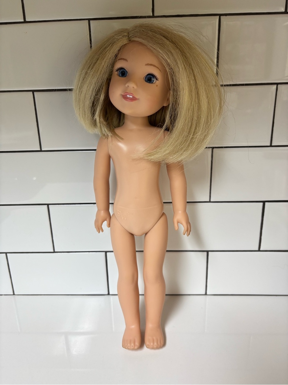 AMERICAN GIRL DOLL 14” Wellie Wishers CAMILLE Blonde Hair Blue Eyes Nude